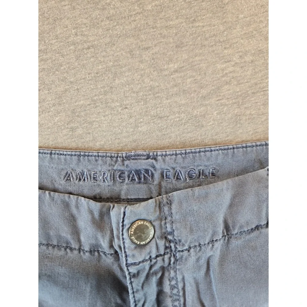 American Eagle Cargo Pants‎ Women 12 Blue Super High Rise Baggy Wide Leg Utility